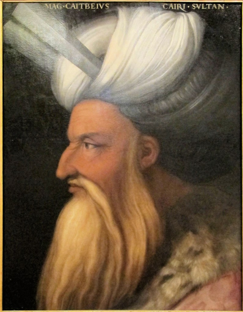 A portrait of Mamluk Sultan Kayitbay by Florentine painter Cristofano dell'Altissimo Galleria degli Uffizi.